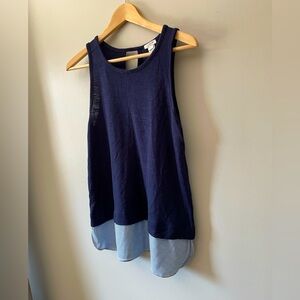 J.Crew navy sleeveless tank with striped hem - sz S